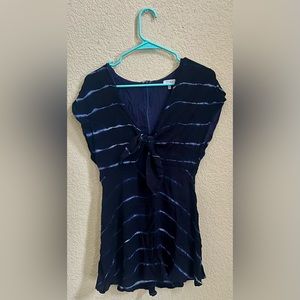 Tobi Blue and White Striped Cutout Dress